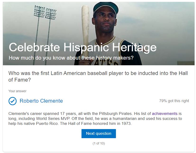 The History of Bing Hispanic Heritage Month Quiz